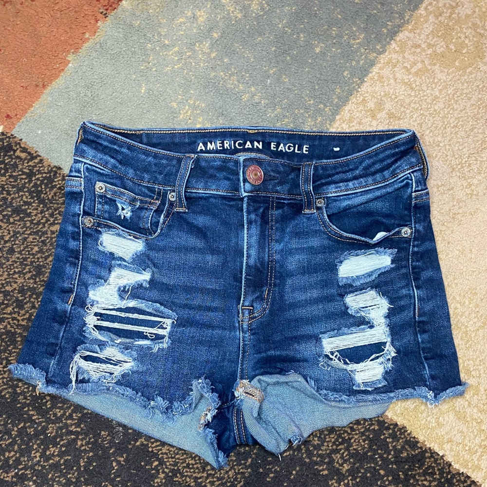 American eagle hi-rise shortie denim shorts